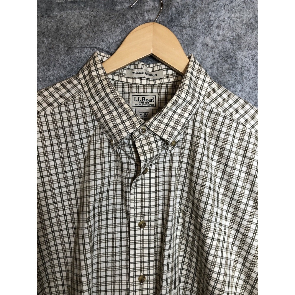 L.L. Bean Shirt Men XL Check Wrinkle Resist Kennebunk Career Casual Classic